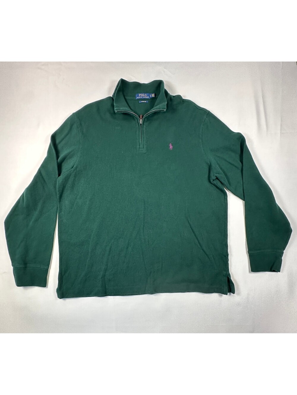 Polo Ralph Lauren Estate Rib 1/4 Zip Pullover Men's Large Green Mock Neck